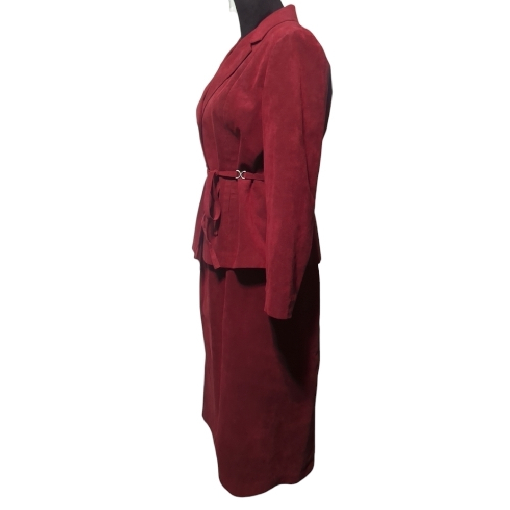 Vintage 70s Abe Schrader Microsuede Skirt Suit W/ Pockets - Picture 3 of 9